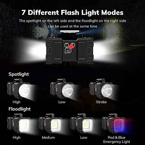 Bright Rechargeable Flashlight, Portable Handheld Spotlight Searchlight 10000mAh 1200LM with 3+4 LED Lights Modes, Waterproof Flashlight with USB Output Power Bank