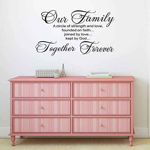 2 Pcs Vinyl Family Lettering Wall Quotes Stickers, Scripture Decals, Bible Verse Inspirational Stickers for Bedroom Home Decor - Our Family Is a Circle (Small, Basic)