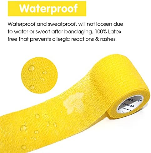 Self Adherent Cohesive Bandage 2"x5 Yards First Aid Bandages Stretch Sport Athletic Wrap Vet Tape for Wrist Ankle Sprain and Swelling,Yellow(24 Rolls)
