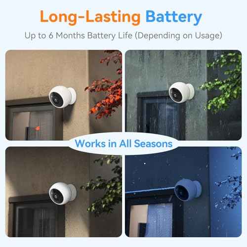 Magnetic Security Camera Wireless - 2K HD Video, AI Motion Detection, Battery Powered, Ease of Setup, 2-Way Audio,IR Color Night Vision, Waterproof, Outdoor & Indoor Surveillance