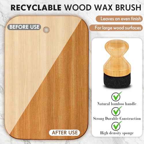 2 Pcs Cutting Board Oil Applicator Set Bamboo Wax Applicator with Sisal Fiber and Sponge for Mineral Oil Board, Wooden Worktops, Butcher Blocks, Utensil Care(Classic)