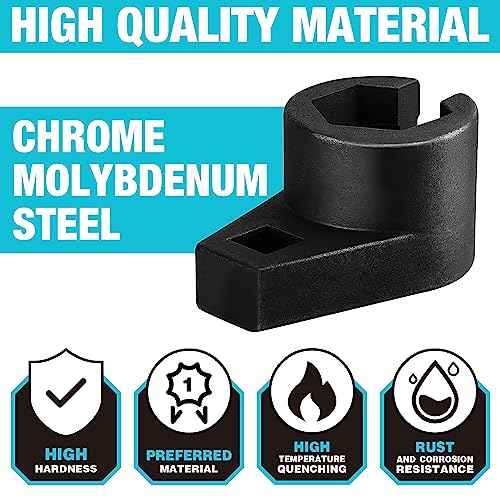 DURATECH O2 Oxygen Sensor Socket 3/8-Inch Drive x 7/8-Inch (22mm), Offset Wrench Cr-Mo Steel, 6-Point Tool With Wire Gate