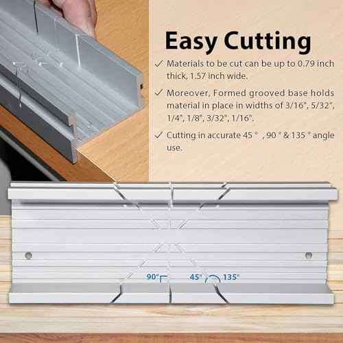 Mini Aluminum Miter Box for Hand Saw 5.3 Inch Precise 3 Angle Cutting Guide 45 90 135 Degrees Ideal for Wood Plastic Soft Metal DIY and Hobby Projects