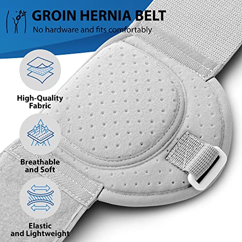 ORTONYX Inguinal Hernia Belt for Men and Women with Removable Compression Pad and Adjustable Waist Strap, Hernia Support Truss for Inguinal, Incisional Hernias, Left/Right Side - White L/XXL