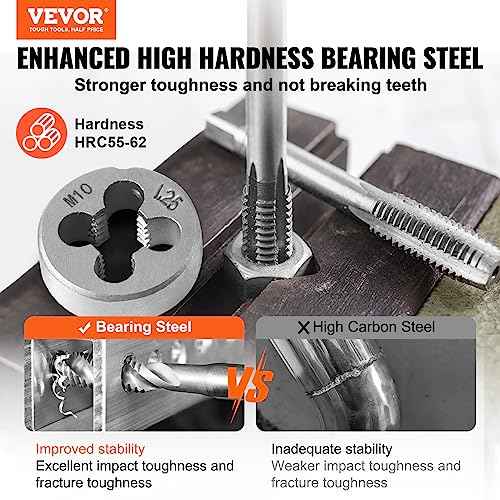 VEVOR Tap and Die Set, 80-Piece Metric and SAE Standard, Bearing Steel Taps and Dies, Essential Threading Tool for Cutting External Internal Threads, with Complete Accessories and Storage Case