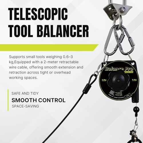 Tool Balancer,1.3?6.6 lbs Spring Balancerwith 79" Retractable Cable ? Adjustable Hanging Tool Holder for Workshop, Assembly Line, and Light Industrial Use