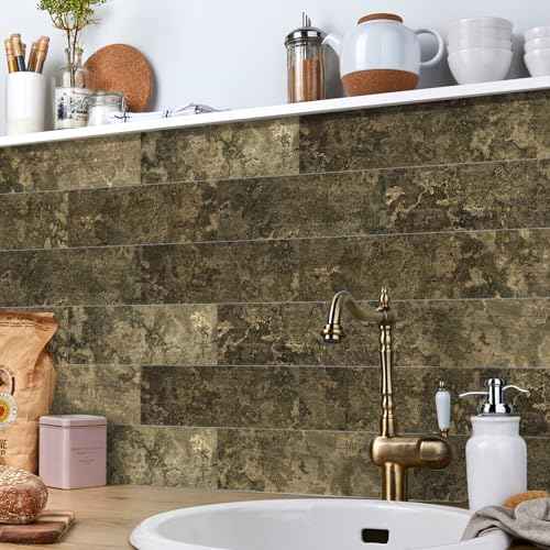 12 Sheets Kitchen Backsplash Tiles Peel and Stick, 12" x 6" Self Adhesive Kitchen Wall Tile Sticker PVC Self Adhesive Subway Tile Stick Waterproof Washroom Wall Panels