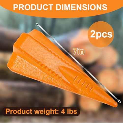 2 Pcs 4 Lbs Manual Log Splitter Wedge Wood Splitting Wedges 4-Direction Diamond Design Forged Steel Tool for Easy Wood Splitting Splits Firewood into 4 Pieces Less Effort(Orange)