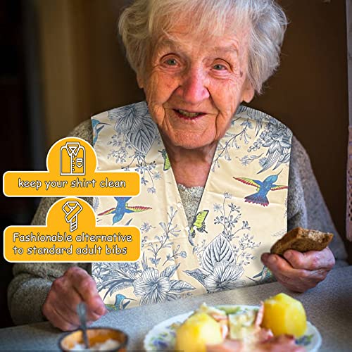 Adult Bibs Scarf for Women Eating - Dignified Alternative to Bib for Reusable Elderly Adults Senior Citizens Washable Dining Adjustable Snap Closure Baberos Para Adultos