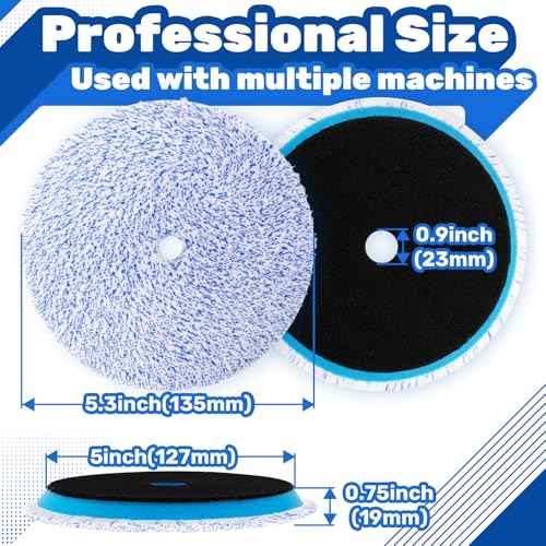 Microfiber Polishing Pad, 3Pcs 5Inch 125mm Microfiber Cutting Finishing Disc with Hook & Loop Backing for Car Buffer Polisher Cutting Buffing Waxing and Polishing