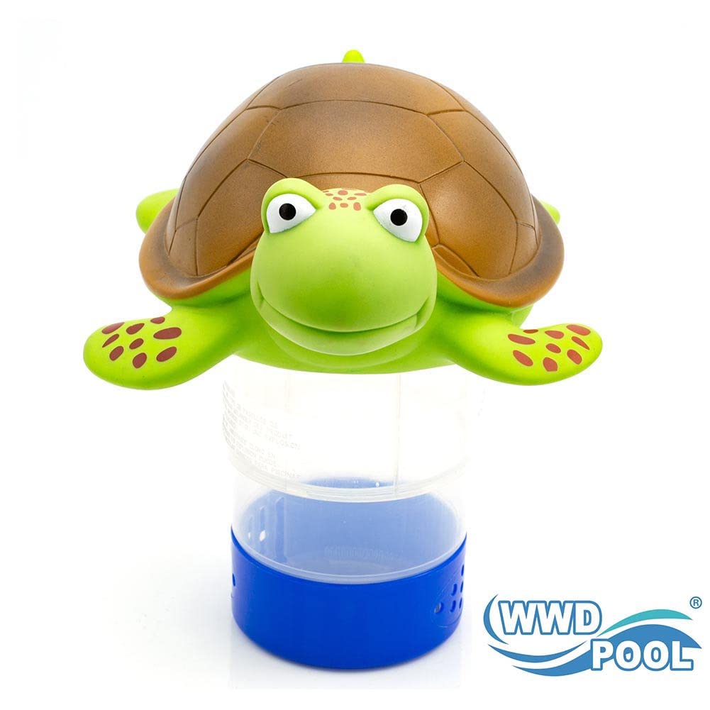 WWD POOL Chlorine Floater, Animal Pool Chlorine Dispenser for Chemical Tablets Fits 3 Inch Tabs Bromine Holder(Turtle)