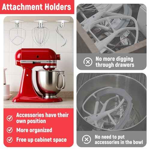 Kitchen Mixers Accessories for KitchenAid Mixer, 6 QT Dough Hook K256WW Wire Whip and Flat Blade Paddle Stainless Steel Attachments for Kitchen aid 5.5-6 Quart Tilt-Head Aid Stand Mixer