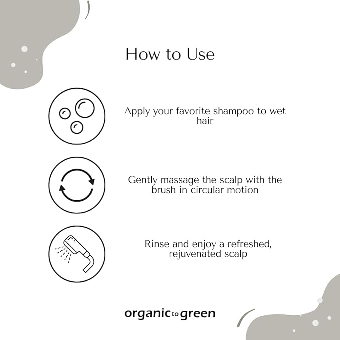 Organic To Green - Silicone Hair Brush (Gray) Soft Silicone Bristles to Remove Dandruff, Waterproof Hair Scrubber for Both Wet Dry Hair, Suitable for Men & Women