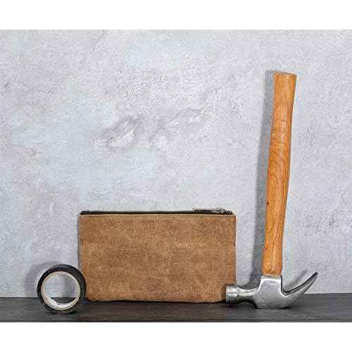 Tool Pouch, Heavy Duty 16oz Waxed Canvas Metal Zipper Tool Bags, Water Resistant, Durable, 4pc Set (7.6x4.5 inches)