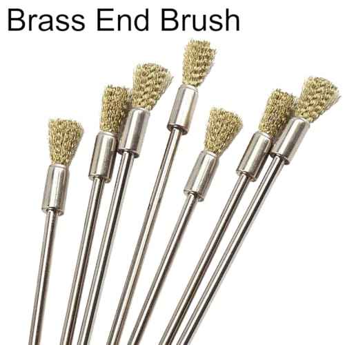Luo ke 20 Pcs Extended Shank Brass End Brushes, 1/8'' Extra Long Shank Pen Shape Rust Paint Removal Bits Wire Brush for Rotary Tools