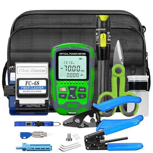 Fiber Optic Termination Tool Kit FTTH Cable Cold Welding Tool Set with 6S Optical Fiber Cleaver and FC-LC Adapter M7 3 in 1 OPM with RJ45
