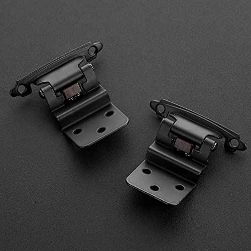 Ravinte 50Pack 25Pairs 3/8inch Inset Cabinet Door Hinges Kitchen Cabinet Hinges Black Semi-Concealed Hinges Face Mount Cabinet Hardware Self-Closing Cabinet Hinges with Door Bumpers&Screwdriver