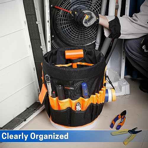 Bucket Tool Organizer, Bucket Organizer with 30 Pocket, Tool Organizer for 5 Gallon Bucket, Storage Bag for Bucket(Bucket not Included)