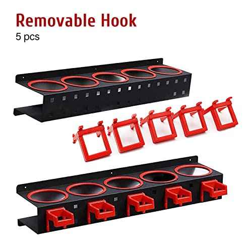 Spray Bottle Storage Rack,Wall-mounted Garage Bottle Organizer with 5 Plastic Hanging Hooks Cleaning Detailing Tools Hanger,Abrasive Material Hanging Rail Car Beauty Shop Accessory