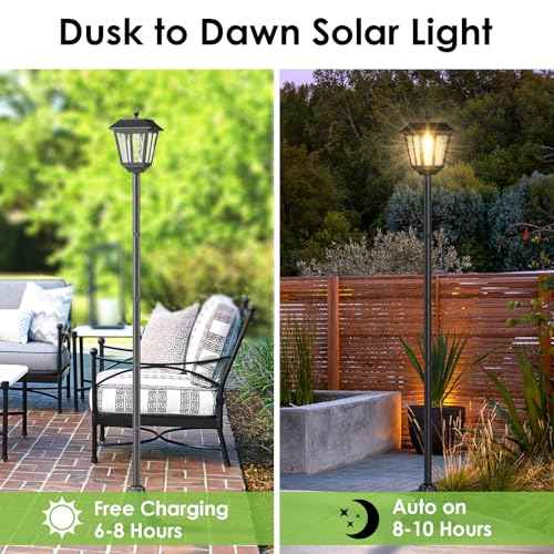 Greluna 68 Inches Solar Lamp Post Light Outdoor, Warm White, IP45 Waterproof Solar Post Lights Outdoor, Pole Lights Decorative Lamp for Yard Garden Patio Lawn Pathway Driveway Front/Back Door2 Pack,
