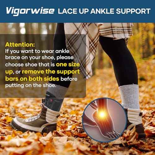 Ankle Brace for Sprained Ankle, Lace up Ankle Brace with 1Pair Metal and Plastic Support Bars, Ankle Stabilizer Brace for Men Women, Achilles Tendon Support Brace for Left Right, L