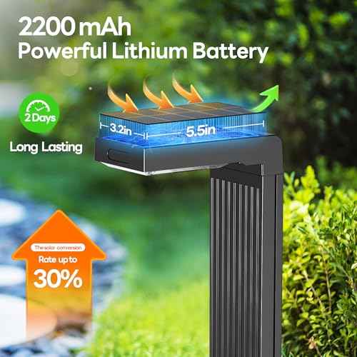 Solar Pathway Lights Outdoor 4Pack, 2 Color in 1 Motion Sensor Walkway Lights 400LM with Warm/Cool White, 12H Lasting, IP65 Waterproof Solar Powered Landscape Lighting for Garden, Yard