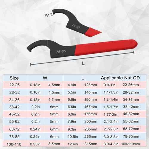 9Pcs C-Shape Carbon Steel Spanner Wrench Set Adjustable Shock Wrench Hook Tool for Most Car and Motorcycle Shock Adjustment (Red)