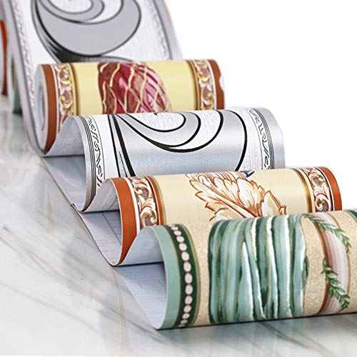 Elegant Peel Stick Red Floral Wallpaper Border Self Adhesive Molding Home Ceiling Decorative Border Sticker for Bathroom Living Room Kitchen 4inch by 32.8ft