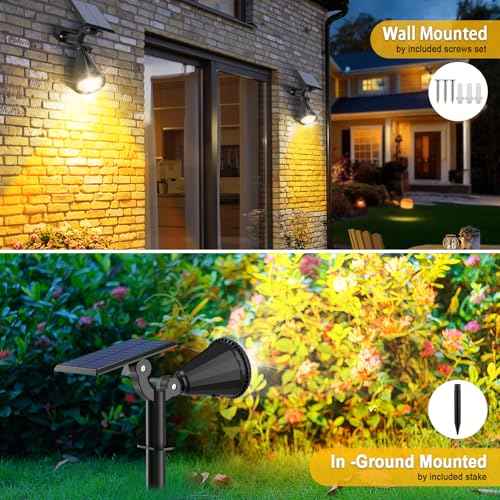WELALO Solar Spot Lights Outdoor Waterproof for Flag, [8 Pack/4 Modes] Landscape Spotlights 180¡Æ Adjustable Solar Powered Lights for Walkway Pathway Tree Yard Garden Wall Driveway Statue Warm White