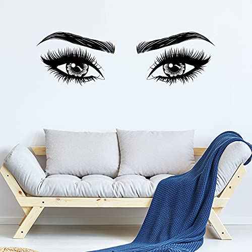 2 Pieces Eyes Wall Decal Big Eyes Wall Stickers Fashion Eyelash Sticker Women Beautiful Decals Decor for Living Room Bedroom (Classic Styles)
