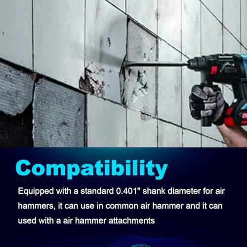 Pneumatic Cold Chisel Set, 3/4" Width 18" Long Air Pneumatic Hammer, Flat and Point Chisels with Round Collar for Concrete and Tile, Air Hammer Punch Chipping Bits Tool, Cr-Mo Alloy Steel