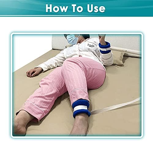 NEPPT Bed Restraints for Elderly Dementia Patients Ankle and Wrist Restraints Limb Holders Hospital Bed Rails for Elderly Adults Safety Medical Bed Restraints Straps for Seniors Soft Padded (4 PCS)