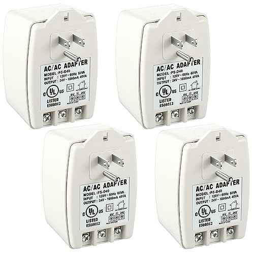 Hotop 4 Pack 24 Volt Transformer, 40 VA AC Transformer Plug in with PTC Fuse Compatible with All Versions of Ring Doorbell and Thermostat, Compatible with Nest, Ecobee, Sensi/Honeywell/24V Adapter