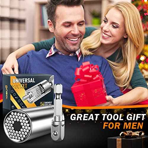 Dusor Gifts for Men Super Universal Socket Tools, Stocking Stuffers for Men, White Elephant Gifts for Adult, Gift for Him Who Have Everything, Gift Under 10 Dollars Socket Set with Power Drill Adapter