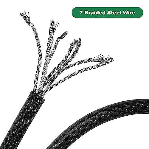 15 ft x 1/2" Heavy Duty Cut-Proof Security Cable | Flexible Vinyl-Coated Braided Steel with Looped Ends | Weatherproof Anti-Theft Locking Cable for Bikes, Gates, Kayaking & Outdoor Equipment