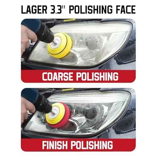 3 Inch Wet Dry Headlight Restoration Kit, Drill Sanding & Polishing Attachment with 800-5000 Grit Sandpaper Discs, 1/4 Shanks, Foam Pads, 3.3'' Face Buffing Polishing Pads, Masking Tape