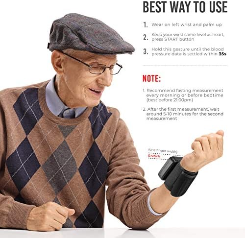 Wrist Blood Pressure Monitor, Tovendor Home Automatic Blood Pressure Cuff Wrist with Portable Carrying Case, 2 * 90 Reading Memory Dual Users Mode, 2 AAA Battery Included