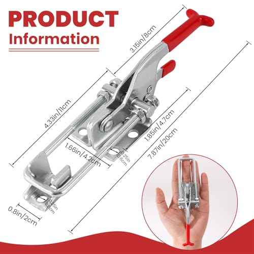 8 Pack Heavy Duty Toggle Clamp Latches 431 Type, 2000Lbs Holding Capacity Adjustable Latch U Bolt Self Lock Toggle Latch Smoker Lid Latch for Tire Carrier Latch Trailer Latch Door Latch Hardware