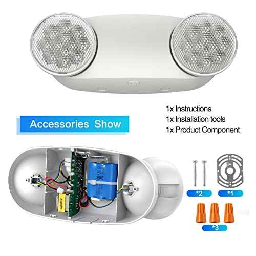 1 Pack Led Emergency Lights for Business, LED Emergency Exit Lights with Battery Backup, 2 Bug Eye Heads Adjustable Commercial Emergency Lighting Fixtures, UL 924 Certified.