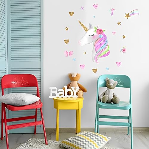 Unicorn Wall Decal, Stickers Children's Room Princess Decoration Wall Kids Room Decor Decals Bedroom for Girls
