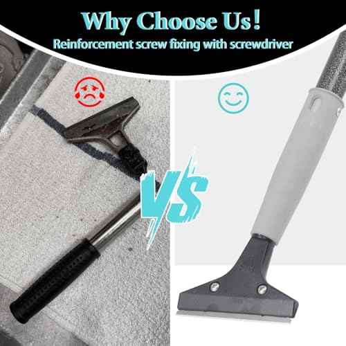 Floor Scraper Long Handle,16 to 90In 4 inch Heavy Duty Razor Blades Floor Scraper with 10PC Blades Sponge Handle Iron Tube Scraper for Cleaning Quick and Easy Removal Price Stickers
