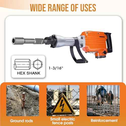 Ground Rod Driver for Hex Shank, Rotary Hammer Drill for Grounding Rod, Jack Hammer Bits Compatible with SDS-Hex Demolition, 1-3/16" Hex Shank