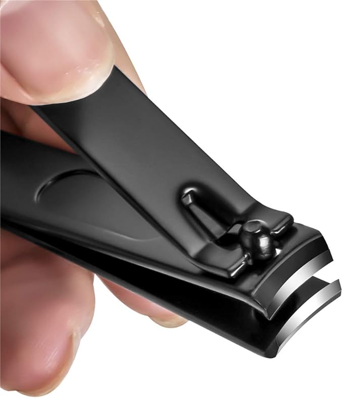 Nail Clippers Set, Sharp Stainless Steel Fingernail and Toenail Clippers, Black Nail Cutter, Large and Large 2 Piece Set.