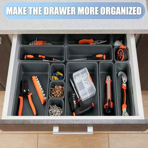 Tool Box Organizer Tray Divider, Toolbox Desk Drawer Organizer with 3 Sizes, Organization and Storage Toolbox for Garage Accessories (Grey 60 PCS)