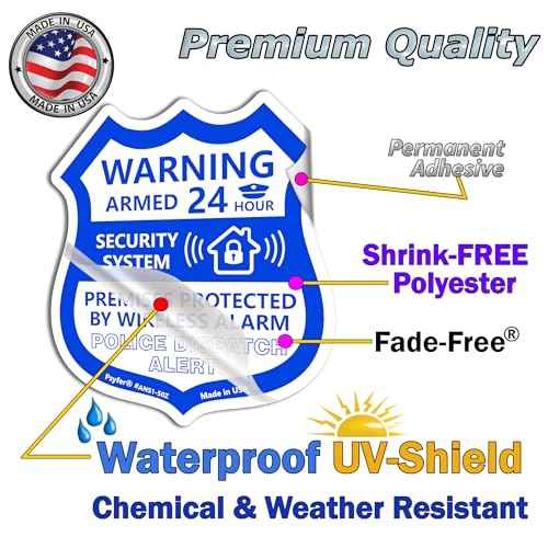 Psyfer¢ç (Fade-Free) 6 Pack - Small Alarm Security Outdoor UV Window Stickers [Made in USA]