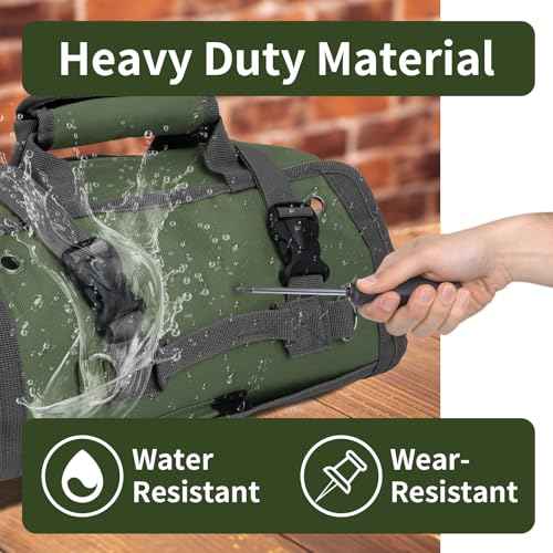 Heavy Duty Tool Roll Bag Organizer with Detachable Pouches, Gift for Men, Father's Day, For Mechanic, Electrician, Plumber, Carpenter (GREEN)