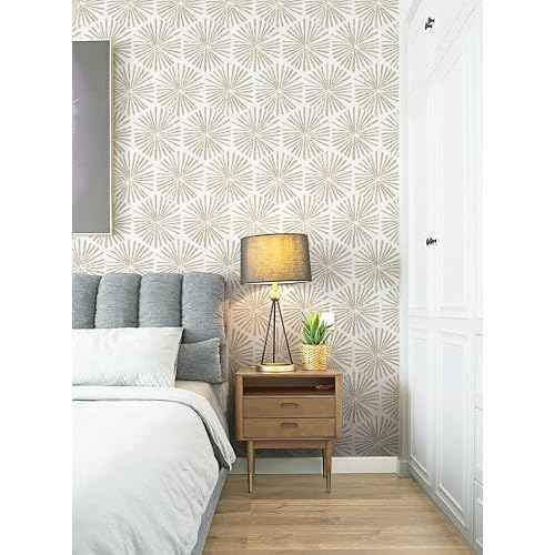 Safiyya 118"x17.3" Peel and Stick Wallpaper Boho Contact Paper Peel and Stick Wall Paper Modern Self Adhesive Removable Wallpaper Beige Geometric Wallpaper for Bedroom Covering Vinyl Rolls