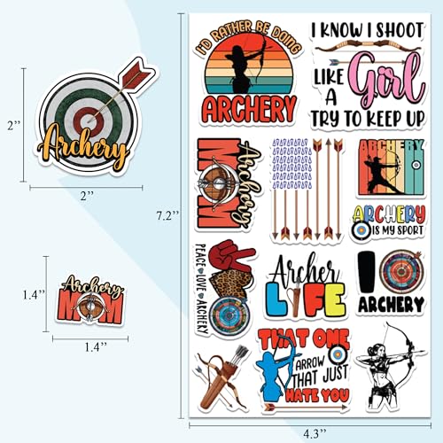 Archery Stickers 50 Pieces Vinyl Waterproof Decal for Laptop Water Bottle Phone Car Window Bike Motorcycle Stakeboard Scrapbook Archer Sticker Gifts for Kid Teen Adult