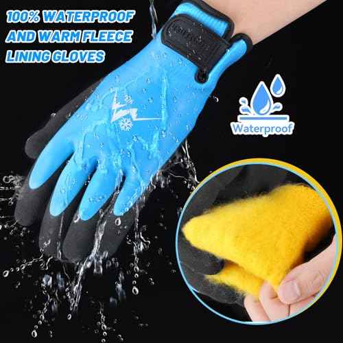 Waterproof Gloves Winter Work Gloves for Men Large Thermal Insulated Freezer Gloves Latex Coated Gloves