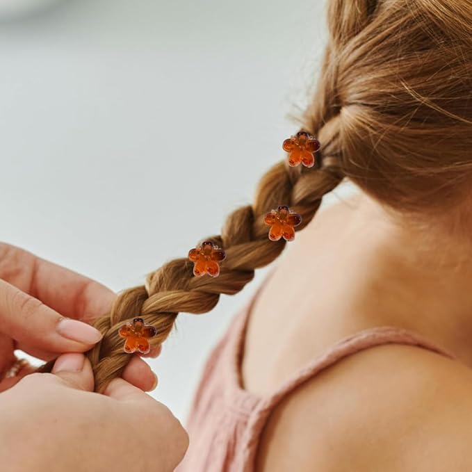Mini Flower Hair Clip Flower Clips,Colorful Mini Hair Claw,for Women, Girls,Baby, Toddler Bangs Strong Grip Small Tiny Rainbow Hair Clips (50, brown)
